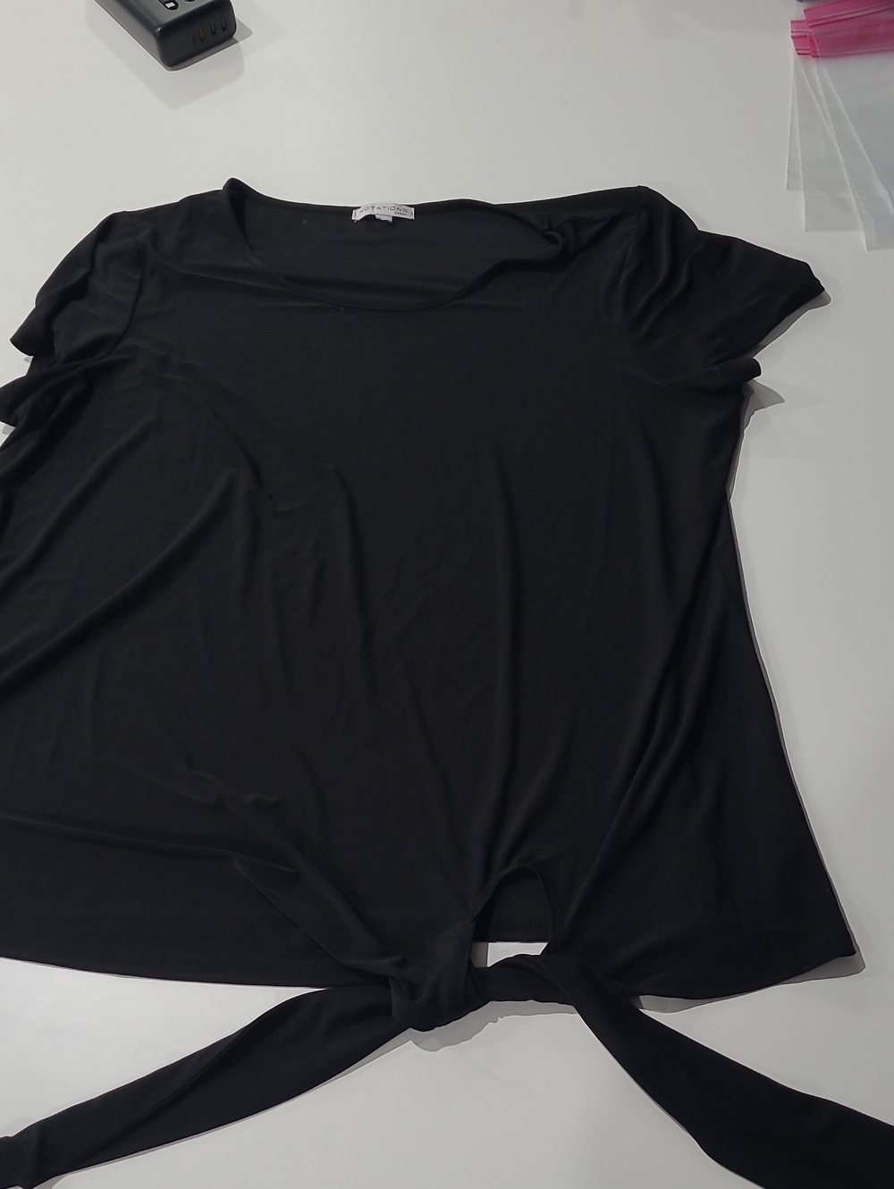 Notations Black Tie-Front Crop Top